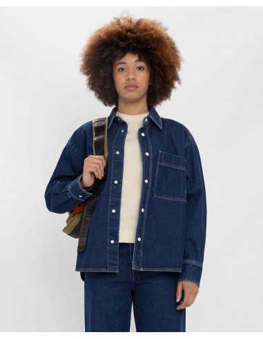 Chemise en denim bio à surpiqûres pas cher