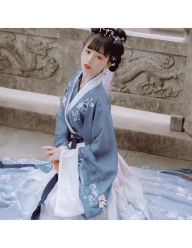 Hanfu  Bleu à Fleurs Véritable concentré