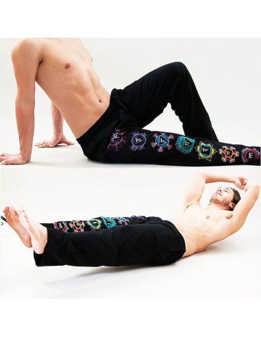 Pantalon yoga homme - 7 chakras la colonne vertébrale