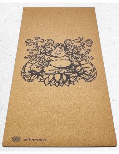 Tapis de yoga liège & latex - épaisseur 5 mm - Bouddha rieur la livraison gratuite