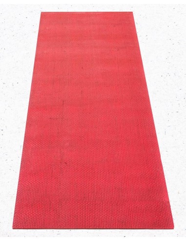 Tapis de yoga écologique rouge corail en gomme naturelle et jute tressée basket pas cher