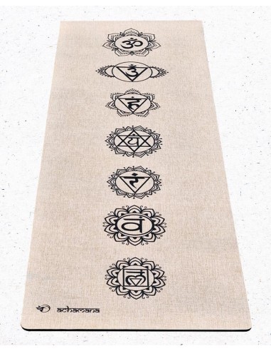 Tapis de yoga écologique chanvre & latex - 7 chakras - 4,5mm outlet