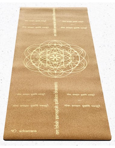 Tapis de yoga en liège Lokah Samastah Sukhino bhavantu le concept de la Pate a emporter 