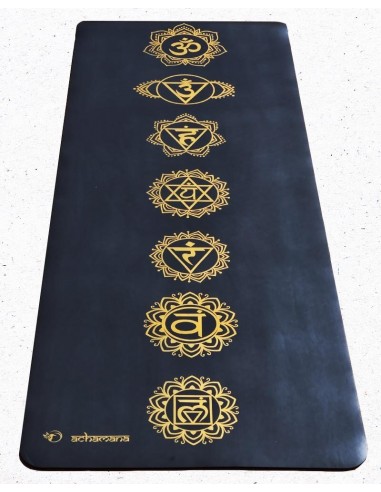 Tapis de yoga pro écologique similicuir 7 chakras Or pas cher