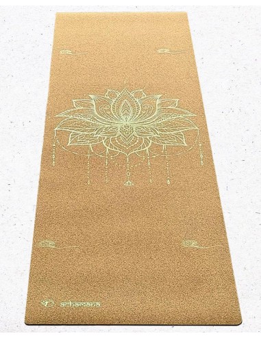 Tapis de yoga en liège et caoutchouc naturel 5 mm Fleur de lotus Or Par le système avancé 