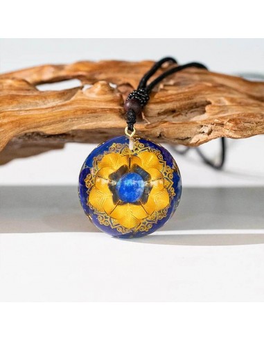 Pendentif orgone Fleur de Lotus - Lapis-lazuli de technologie