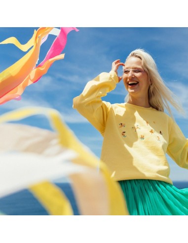 Lundi au Soleil - Sweat jaune pâle brodé mixte "Vamos" du meilleur 