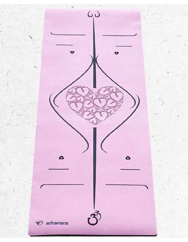 Tapis de yoga rose - Marqueurs de position - 6mm en linge