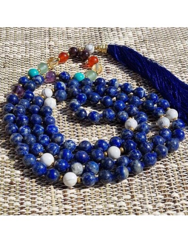 Collier mala Lapis lazuli 7 chakras - Perles AA 8mm est présent 