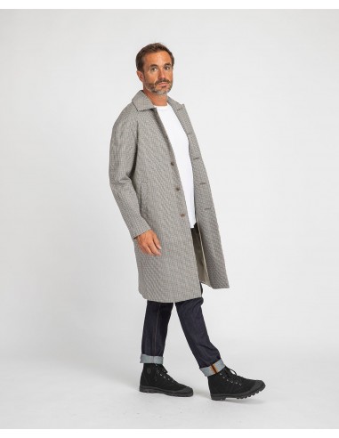 Manteau long à petits carreaux en coton bio en linge