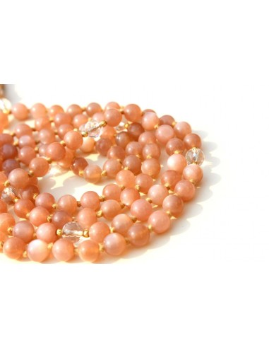 Peach Moonstone Mala Halskette - 108 AAA Perlen 8mm paiement sécurisé