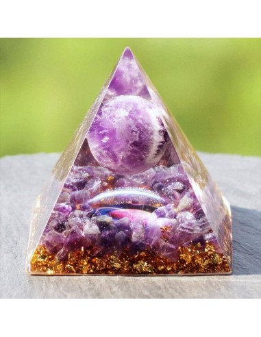 Amethyst Orgonit Pyramid 10 cm - De spirituellen les muscles