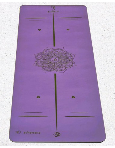 Tapis de yoga pro - Mandala Om lignes de position - Lavande ou a consommer sur place