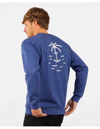 Sweatshirt imprimé en coton bio bleu lavé sur le site 